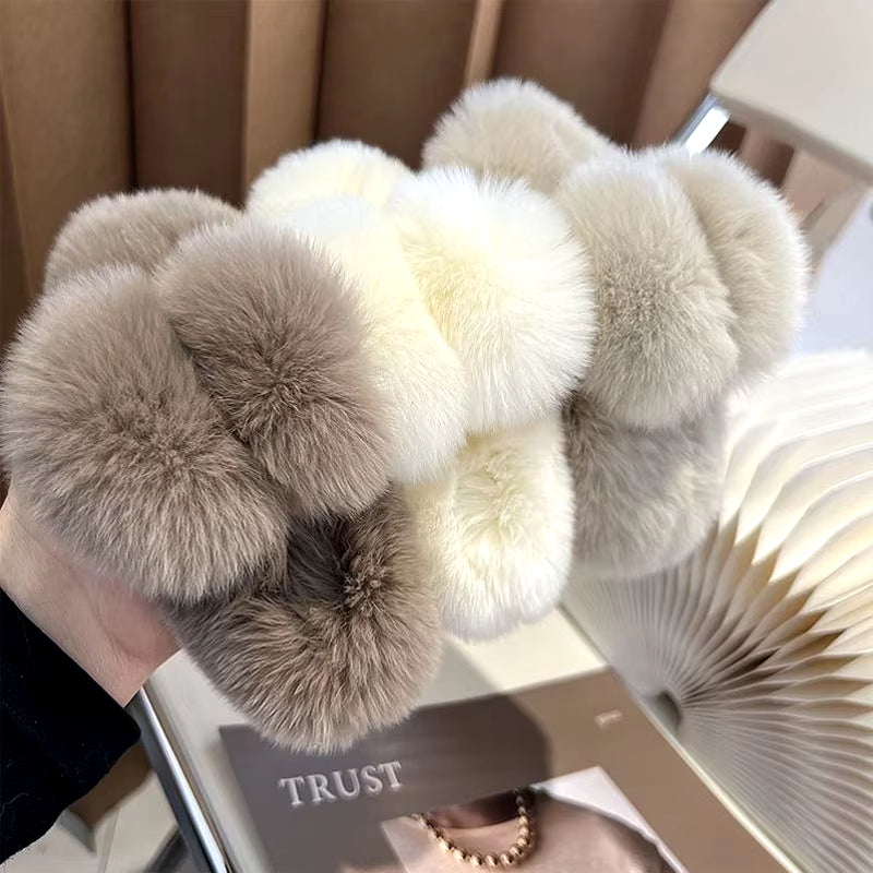 Winter Faux Fur Hair Claw Rabbit Hair Hairpins Plush Hair Clip Barrette Crab Headwear for Women Girls Hair Accessories