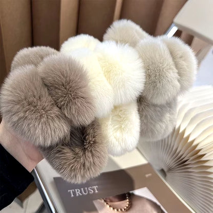 Winter Faux Fur Hair Claw Rabbit Hair Hairpins Plush Hair Clip Barrette Crab Headwear for Women Girls Hair Accessories