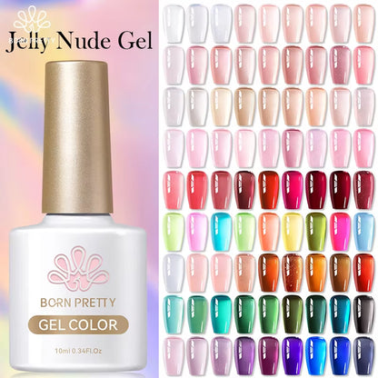 10Ml Jelly Nude Gel Nail Polish 50 Colors Semi Transparent Nail Art Nail Supplies Soak off UV LED Nails Gel Varnish