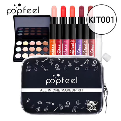 POPFEEL Makeup Full Kit Female Make up Set Eye Shadow Eyeshadow Palette Lip Gloss Mascara Eyeliner Brushes Bag Make-Up for Women