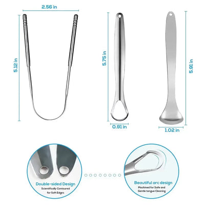 Premium 1Pcs/3Pcs Metal Tongue Scraper Cleaner for Adults & Kids, Portable Stainless Steel Tongue Scrapers Brushes for Removing