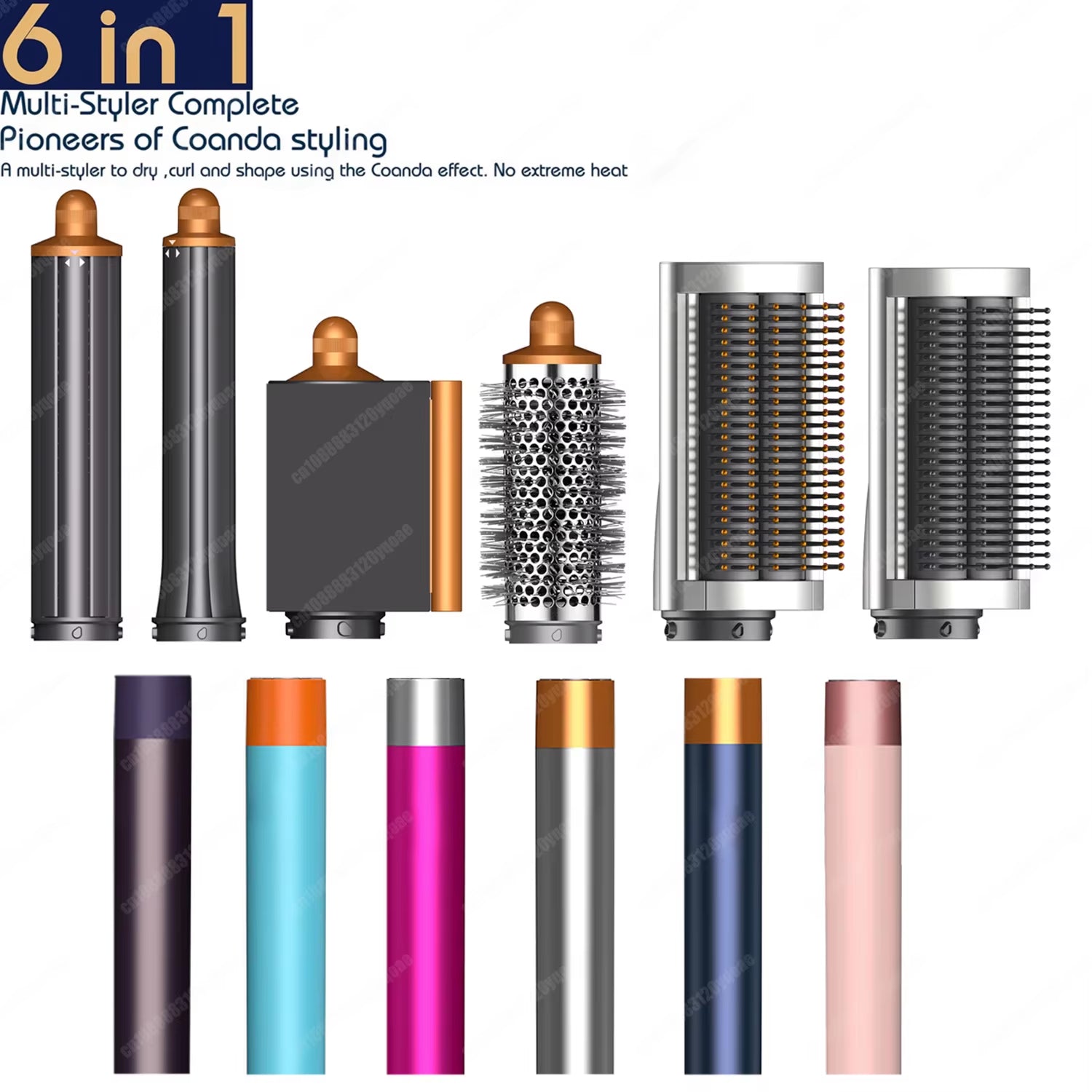 Professional 6IN1 Multi Hair Styler Hair Dryer 1300W Hair Straightener Curling Barrel Brush Hair Dryer Salon Styler Auto Wrap