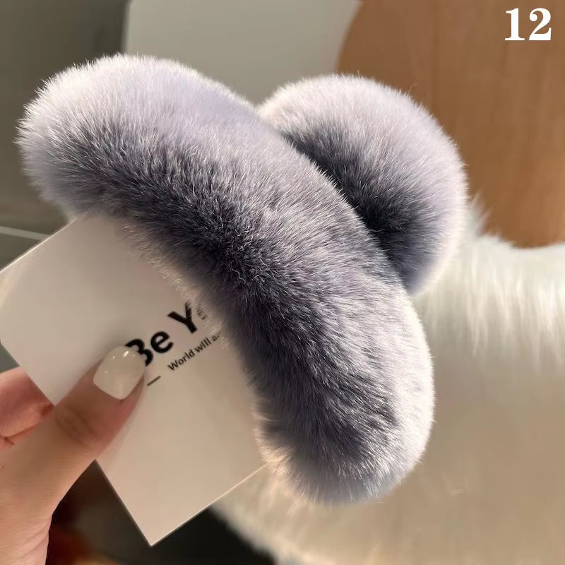 Winter Faux Fur Hair Claw Rabbit Hair Hairpins Plush Hair Clip Barrette Crab Headwear for Women Girls Hair Accessories