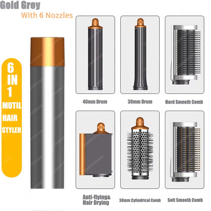 Professional 6IN1 Multi Hair Styler Hair Dryer 1300W Hair Straightener Curling Barrel Brush Hair Dryer Salon Styler Auto Wrap