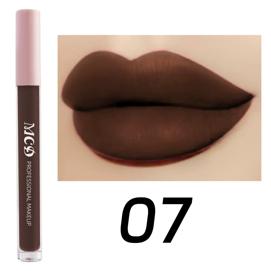 1PC Dark Brown Matte Velvet Lip Gloss Waterproof Liquid Lipstick Nude Brown Lips Korean Makeup for Lip Tint Lip Glaze Cosmetics