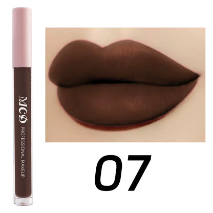 1PC Dark Brown Matte Velvet Lip Gloss Waterproof Liquid Lipstick Nude Brown Lips Korean Makeup for Lip Tint Lip Glaze Cosmetics