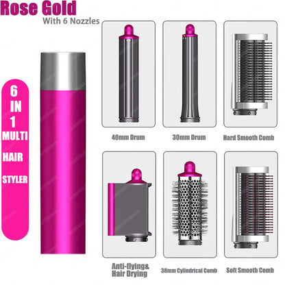 Professional 6IN1 Multi Hair Styler Hair Dryer 1300W Hair Straightener Curling Barrel Brush Hair Dryer Salon Styler Auto Wrap