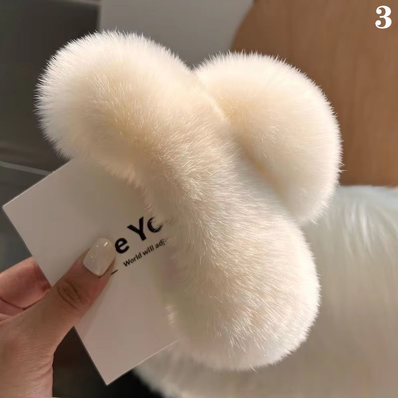 Winter Faux Fur Hair Claw Rabbit Hair Hairpins Plush Hair Clip Barrette Crab Headwear for Women Girls Hair Accessories