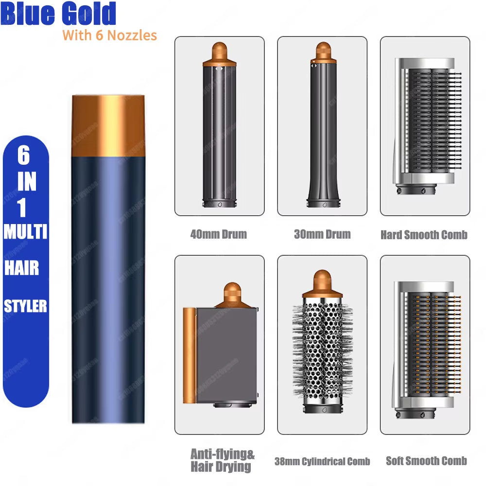 Professional 6IN1 Multi Hair Styler Hair Dryer 1300W Hair Straightener Curling Barrel Brush Hair Dryer Salon Styler Auto Wrap